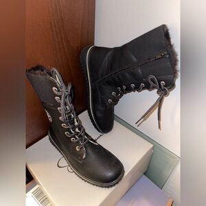 Rieker Black Lace Up Women's Boots Genuine Leather Size 38 7.5 new